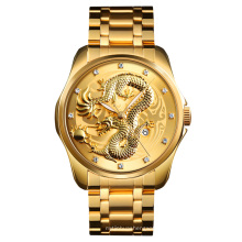 new Men luxury SKMEI 9193 dragon desire Fashion  Stainless Steel Quartz Wristwatch